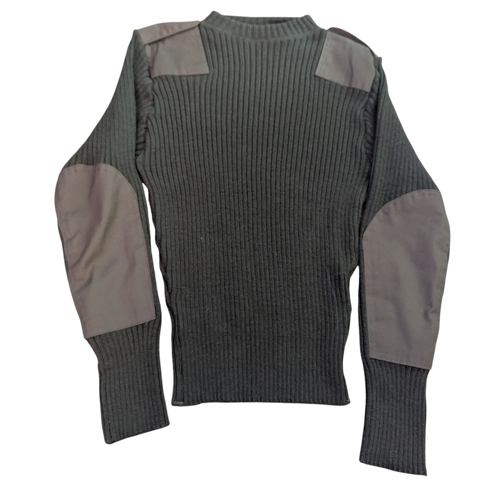 DSCP Valor Collection US Military Wool Service Sweater Olive Green Epaulettes 38